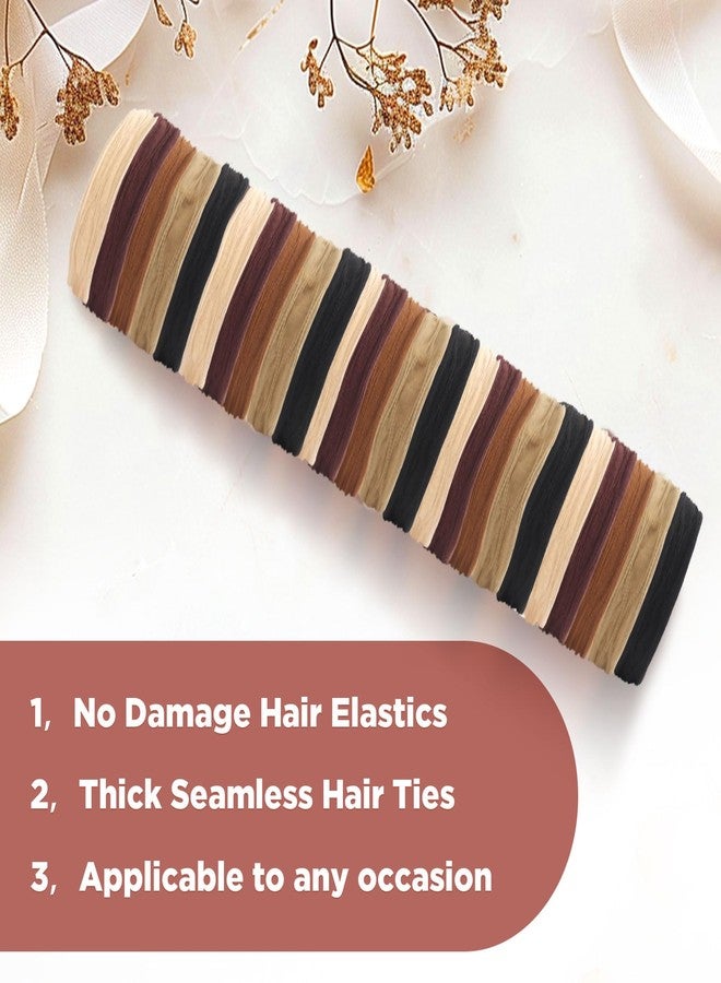 TBUKEOM 25 PCS Hair Ties, Soft Seamless Cotton & Nylon Elastic Ponytail Holders, No Damage Rubber Bands for Thick Hair, Stretchy Hair Accessories for Girls & Women - Image 2